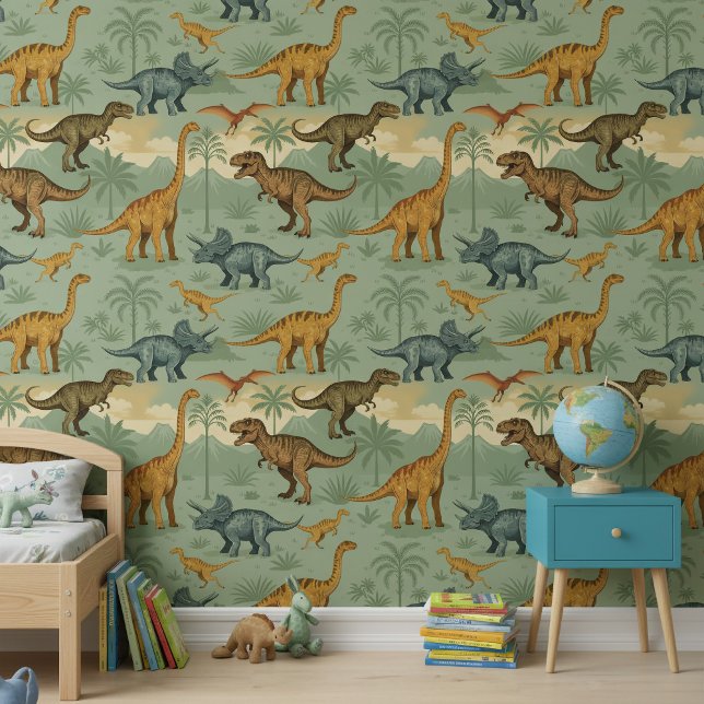 Classic T-Rex Triceratops Dinosaur Scene ID1237 Behang (Creator heeft geüpload)