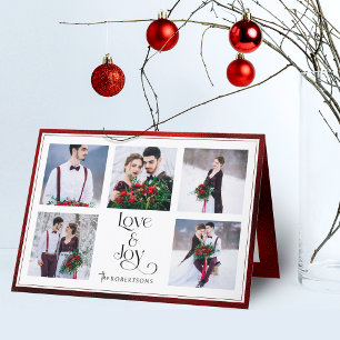 Classic Tailored Love & Joy Typography 5-foto Feestdagen Kaart