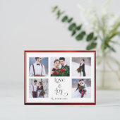 Classic Tailored Love & Joy Typography 5-foto Feestdagenkaart (Staand voorkant)