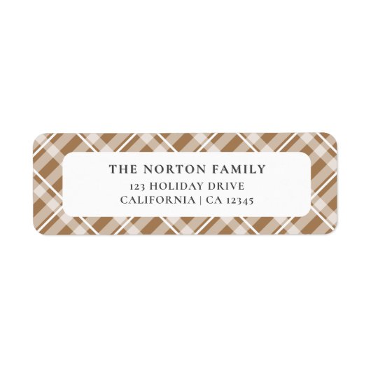 Classic Tan Brown Tartan Plaid Boerderij Familie Etiket (Voorkant)