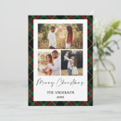 Classic Tartan Christmas Card | Photo Collage Feestdagenkaart (Staand voorkant)