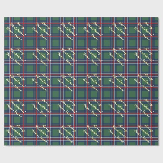 Classic tartan pattern personalized Christmas Cadeaupapier (Vlak)