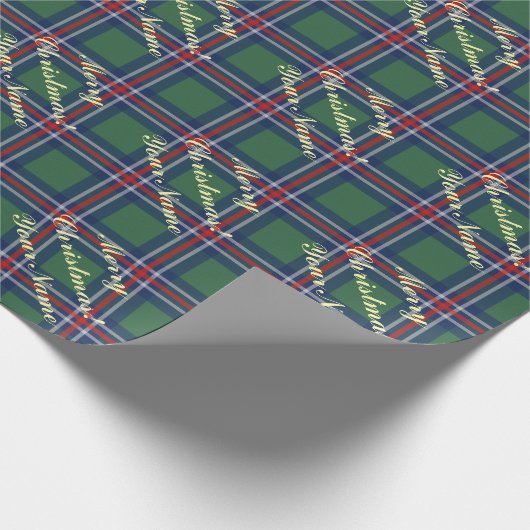 Classic tartan pattern personalized Christmas Cadeaupapier (Hoek)