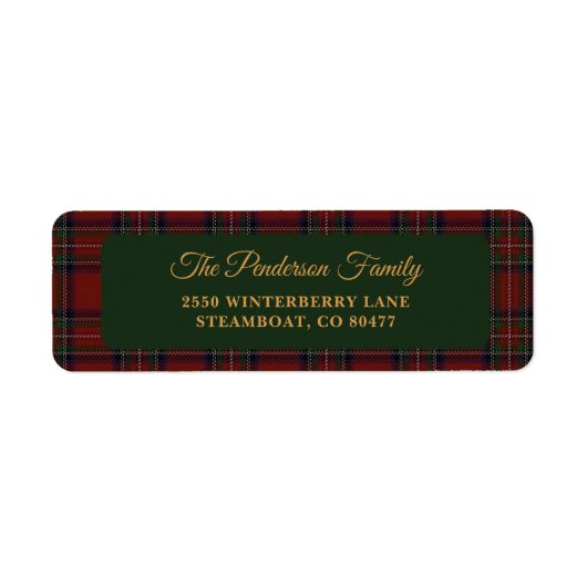 Classic Tartan Plaid Christmas Address Label (Voorkant)