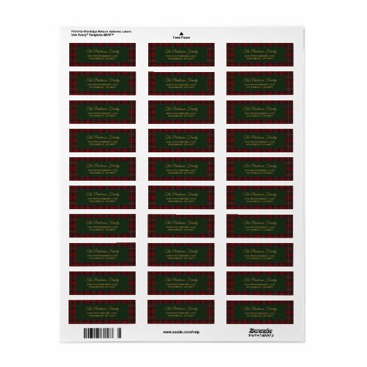 Classic Tartan Plaid Christmas Address Label (Full Sheet)