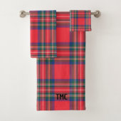 Classic Tartan Plaid Christmas Initials Preppy Bad Handdoek (Insitu)
