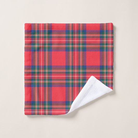 Classic Tartan Plaid Christmas Initials Preppy Bad Handdoek (Wasdoekje)