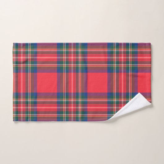 Classic Tartan Plaid Christmas Initials Preppy Bad Handdoek (Handdoek)