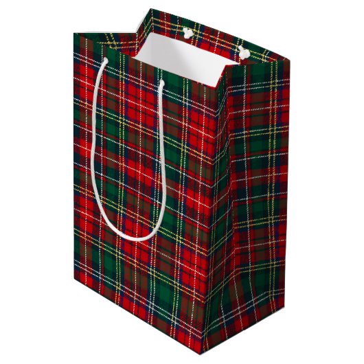 Classic Tartan Plaid Christmas Medium Cadeauzakje (Achterkant Gekanteld)