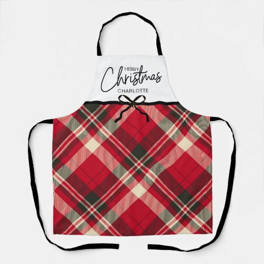 Classic Tartan Plaid Merry Christmas Custom Schort (Voorkant)