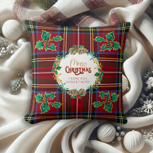 Classic Tartan Plaid Rood Groen in Blauw Cottageco Kussen