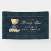 Classic Tartan Polo Bear Baby Shower Spandoek (Horizontaal)