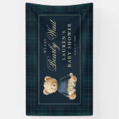 Classic Tartan Polo Bear Baby Shower Spandoek (Verticaal)