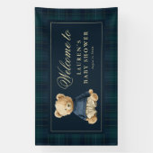 Classic Tartan Polo Bear Baby Shower Welcome Spandoek (Verticaal)