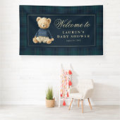 Classic Tartan Polo Bear Baby Shower Welcome Spandoek (Insitu)
