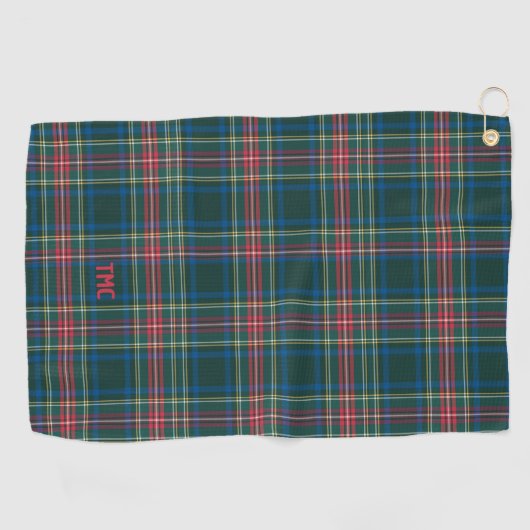 Classic Tartan Pset Initialen Preppy Chic Timeless Golfhanddoek (Horizontaal)