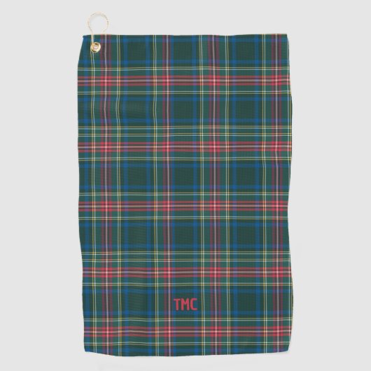 Classic Tartan Pset Initialen Preppy Chic Timeless Golfhanddoek (Voorkant)