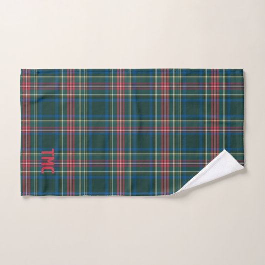 Classic Tartan Pset-kerstInitialen Preppy Bad Handdoek (Handdoek)