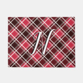 Classic Tartan Pset Red Black Monogram Aangepast Deurmat (Voorkant)