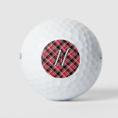 Classic Tartan Pset Red Black Monogram Aangepast Golfballen (Voorkant)