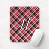 Classic Tartan Pset Red Black Monogram Aangepast Muismat (Met muis)