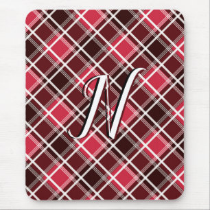 Classic Tartan Pset Red Black Monogram Aangepast Muismat