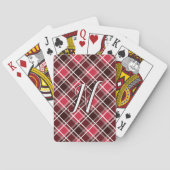 Classic Tartan Pset Red Black Monogram Aangepast Pokerkaarten (Achterkant)
