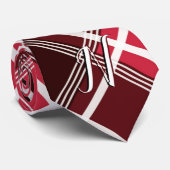 Classic Tartan Pset Red Black Monogram Aangepast Stropdas (Opgerold)