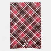 Classic Tartan Pset Red Black Monogram Aangepast Theedoek (Verticaal)
