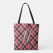 Classic Tartan Pset Red Black Monogram Aangepast Tote Bag (Achterkant)