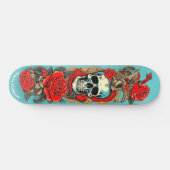 Classic Tattoo Art Skull Roos Nautische Elementen Persoonlijk Skateboard (Horizontaal)