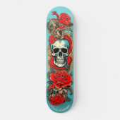 Classic Tattoo Art Skull Roos Nautische Elementen Persoonlijk Skateboard (Voorkant)