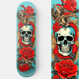 Classic Tattoo Art Skull Roos Nautische Elementen Persoonlijk Skateboard