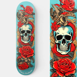 Classic Tattoo Art Skull Roos Nautische Elementen Persoonlijk Skateboard