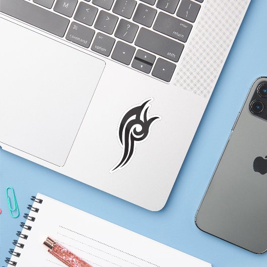 Classic Tattoo Inspired Line Art Design Sticker (Laptop met iPhone)