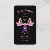 Classic Tattooist Tattoo Artiest Zwart Roze Modern Visitekaartje (Voorkant)