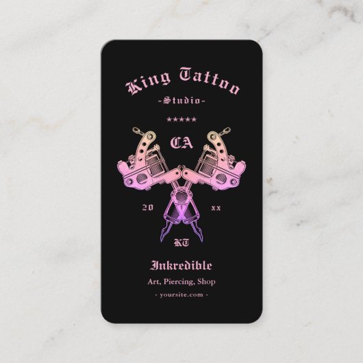Classic Tattooist Tattoo Artiest Zwart Roze Modern Visitekaartje (Voorkant)