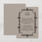 Classic Taupe Linen Brown Ornately Framed Wedding Informatiekaartje (Voorkant / Achterkant)