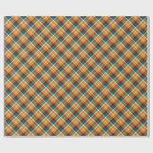 Classic Teal Blue Green Orange Tartan Pattern Cadeaupapier (Vlak)