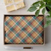 Classic Teal Blue Green Orange Tartan Pattern Tissuepapier (Geschenk)