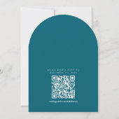 Classic Teal Blue Monogram Minimalist Wedding Kaart (Achterkant)