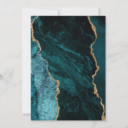 Classic Teal Gold Agate Burnt Orange Wedding Kaart (Achterkant)