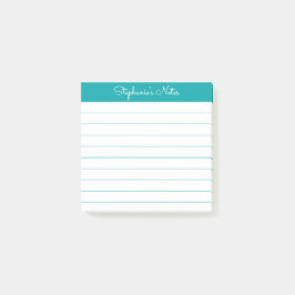 Classic Teal Personalized Lined Post-it® Notes