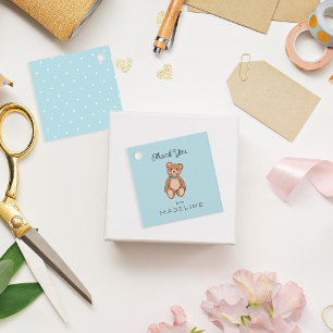 Classic Teddy Bear Blauw Baby shower Bedankjes Labels