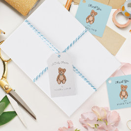 Classic Teddy Bear Blauw Baby shower Cadeaulabel