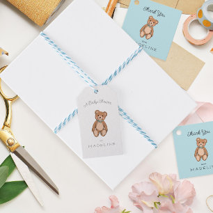 Classic Teddy Bear Blauw Baby shower Cadeaulabel