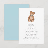Classic Teddy Bear Blauw Baby shower Informatiekaartje (Voorkant / Achterkant)