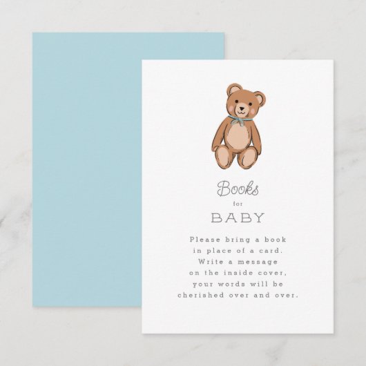 Classic Teddy Bear Blauw Baby shower Informatiekaartje (Voorkant / Achterkant)