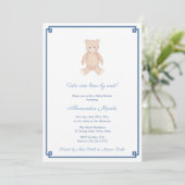 Classic Teddy Bear Boy Baby shower Party Kaart (Staand voorkant)