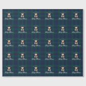 Classic Teddy bear Navy Plaid Baby Shower Cadeaupapier (Vlak)